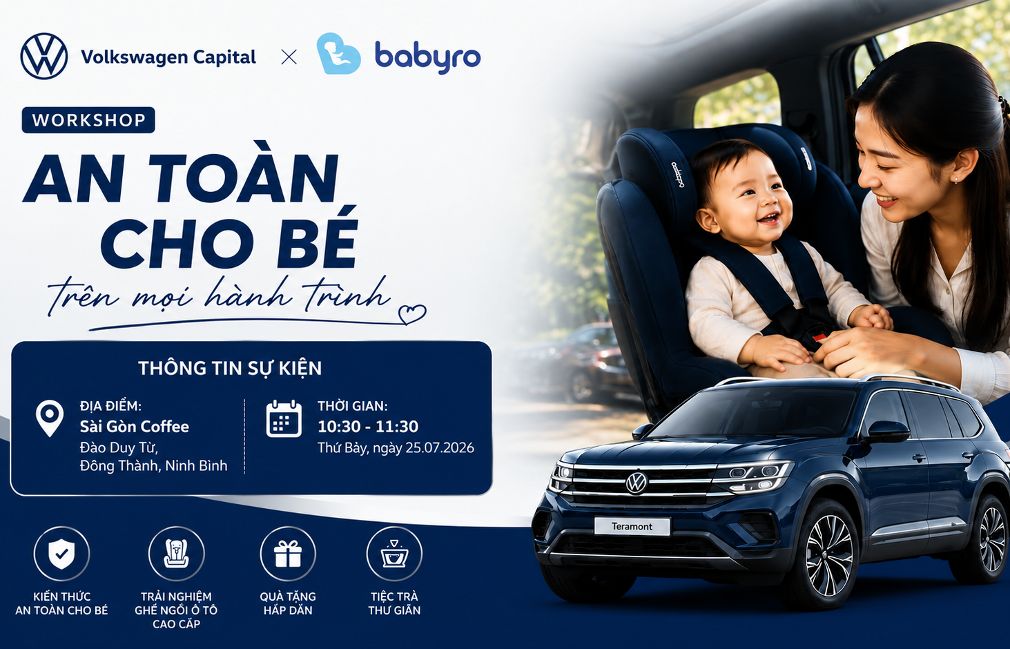 Workshop Volkswagen x Babyro chia sẻ kiến thức về ghế an toàn trẻ em trên ô tô.