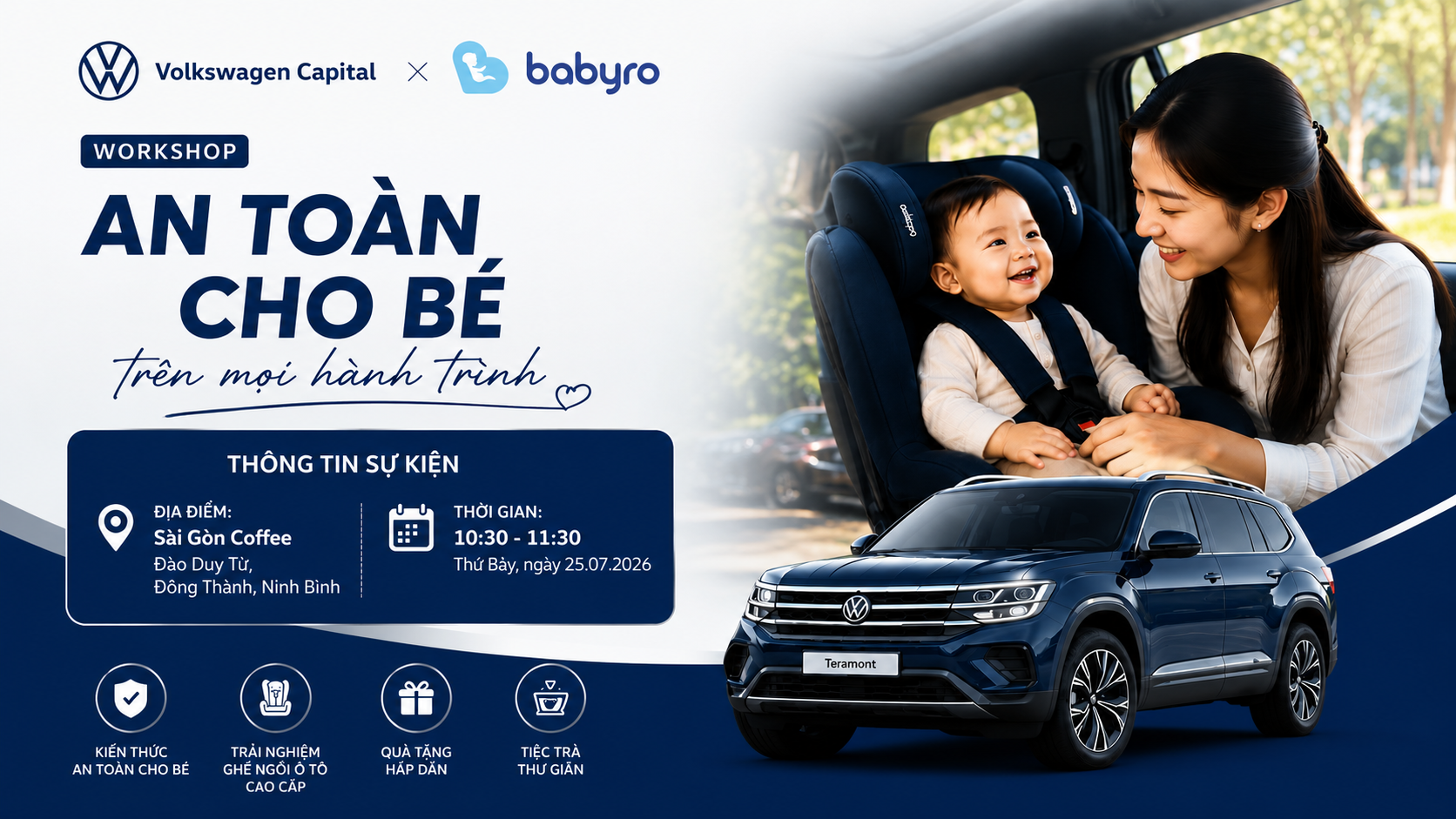 Workshop Volkswagen x Babyro chia sẻ kiến thức về ghế an toàn trẻ em trên ô tô.
